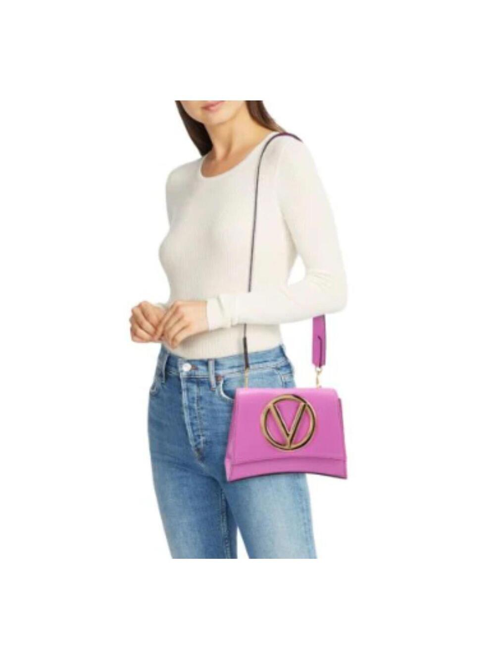 NWT Authentic VALENTINO BY MARIO VALENTINO Logo Leather Shoulder Bag Purple Pink - Picture 3 of 9